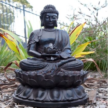 Fiberglass Buddha Statue in Black Finish