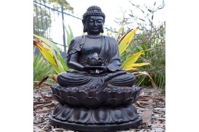 Fiberglass Buddha Statue in Black Finish