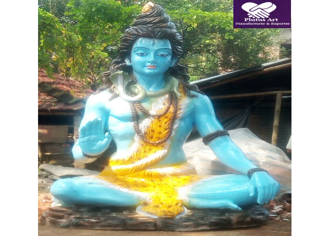 10 Feet Sitting Fiberglass Shiva Statue