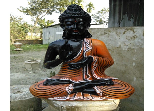 Fiber Black Buddha Statue