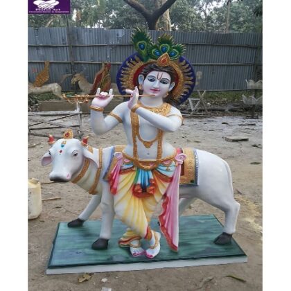 Fiber Krishna Cow Statue