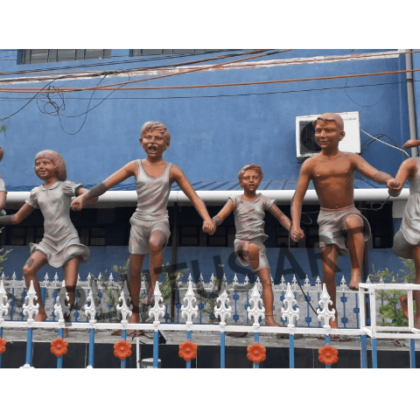 Fiberglass Children Garden Sculptures