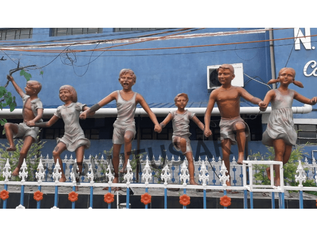 Fiberglass Children Garden Sculptures