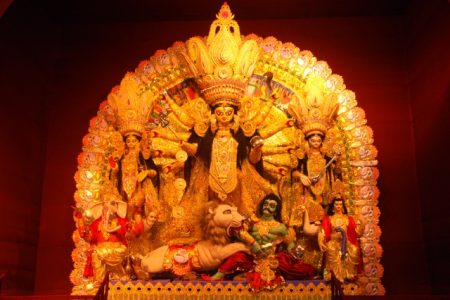 Fiberglass Akchali Traditional Maa Durga Statue