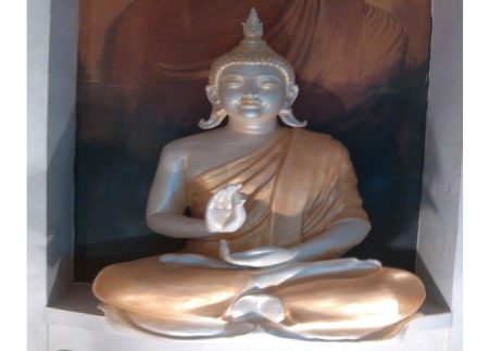 Glossy White Fiberglass Buddha Statue