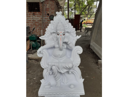 White Finish Fiber Ganesha Statue